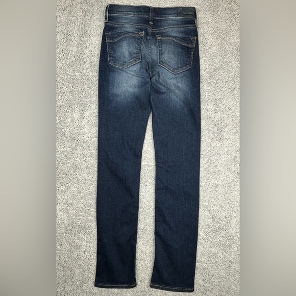 Express Jeans Womens 00 Cropped Skinny Mid Rise Dark Wash Streetwear Distressed - Picture 5 of 5